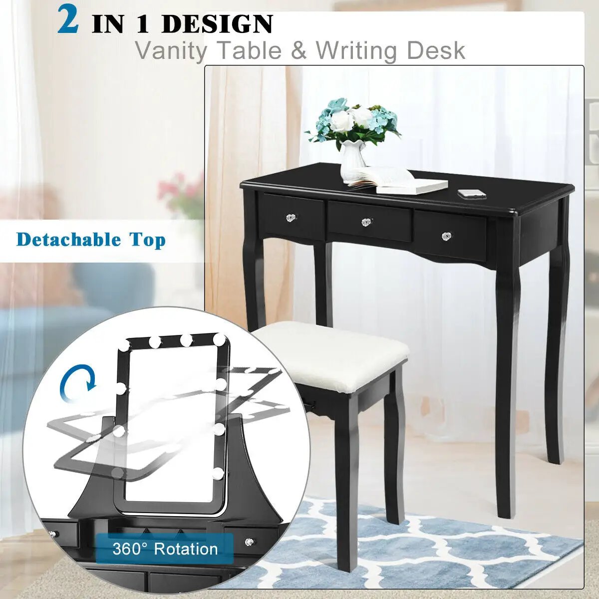 Rubber Wood Dining Chairs Set of 2 High Slat Back