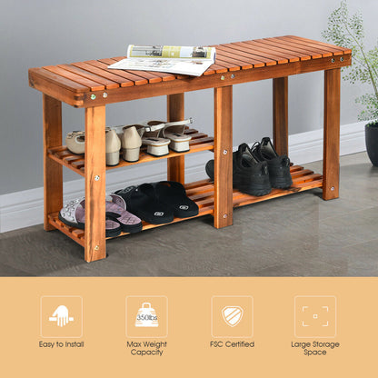 Organizador de Zapatos de Madera de 3 Niveles Independiente con Asiento