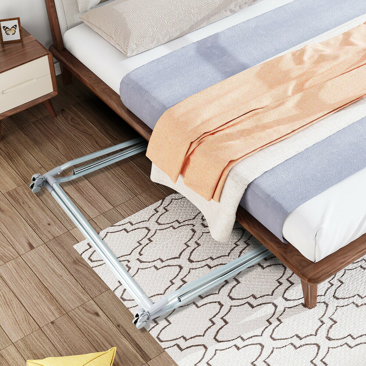 Perchero resistente, extensible y plegable con barra para colgar
