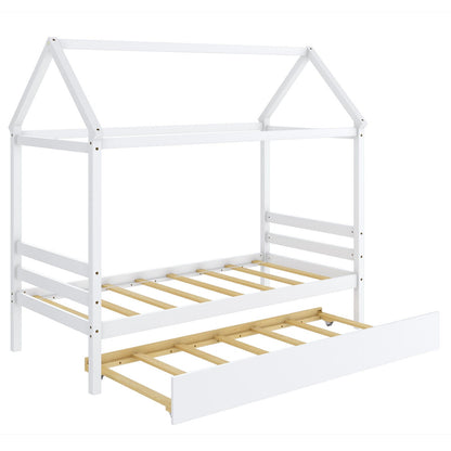 Cama de plataforma para niños con techo para dormitorio - Gris