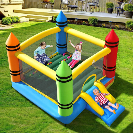 Kids Inflatable Bounce House with Slide and Ocean Balls Not Included Blower - Tampa Home & Garden Store