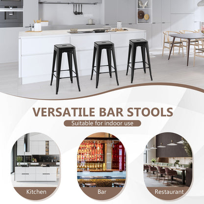 30 Inch Bar Stools Set of 4 with square seats and handle hole, black metal DirectDeals on Tampa Home & Garden Store