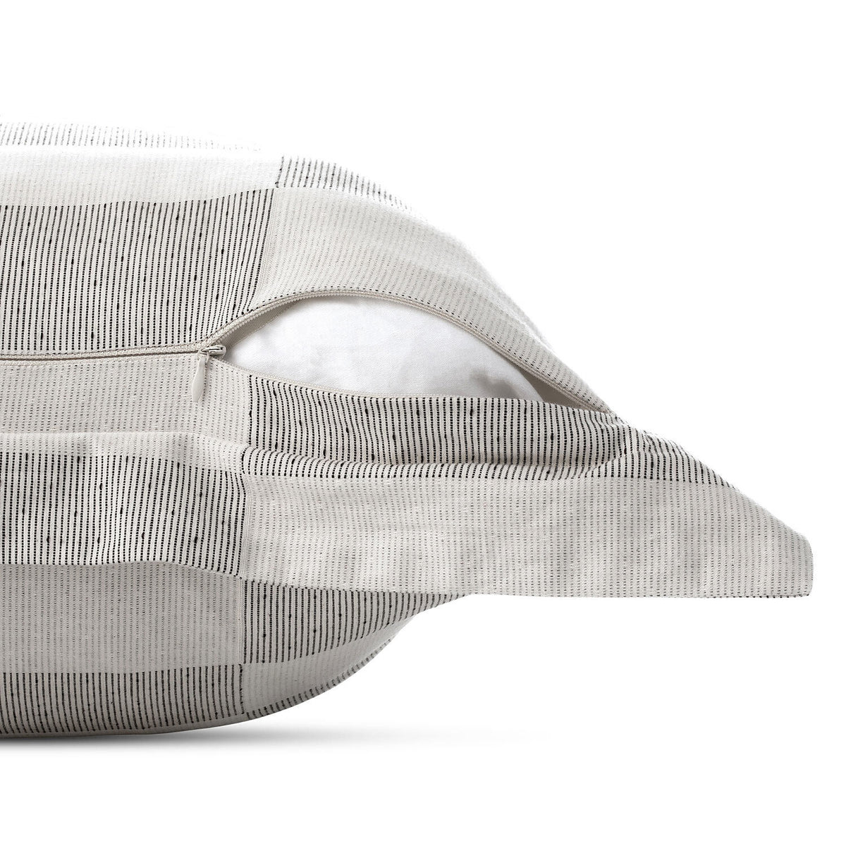 Nate Home by Nate Berkus duvet cover set with broken dobby stripe zip closure cream black on Tampa Home & Garden Store