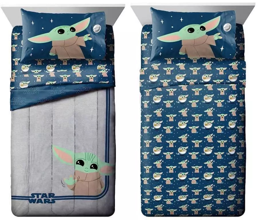 Disney Star Wars Hello Grogu 6-Pc Twin Comforter Set blue with Grogu print Vanessa Jane on Tampa Home & Garden Store