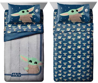 Disney Star Wars Hello Grogu 6-Pc Twin Comforter Set blue with Grogu print Vanessa Jane on Tampa Home & Garden Store