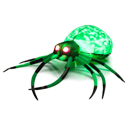 5 ft Halloween Inflatable Creepy Spider DirectDeals cobweb LEDs green body pink eyes on Tampa Home & Garden Store