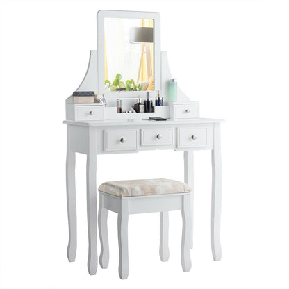 Set de tocador de maquillaje con 5 cajones removibles - Blanco