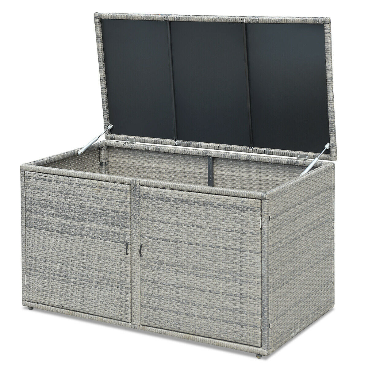 88 Gallon Garden Patio Rattan Storage Container Box-Black