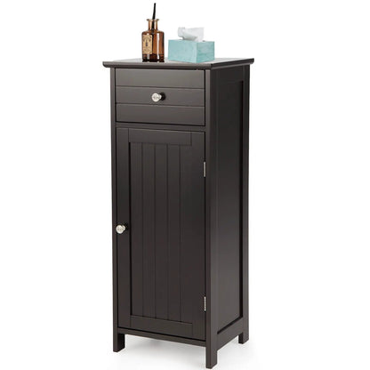 Wooden Bathroom Floor Storage Cabinet With Drawer