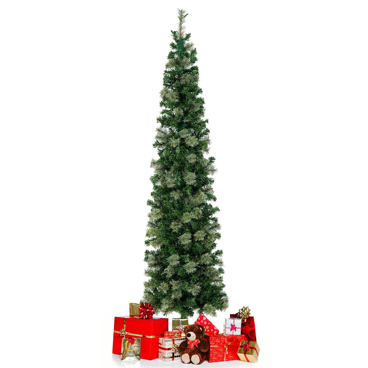 7 ft half Christmas tree DirectDeals with pine needles and 150 lights, green artificial tree on Tampa Home & Garden Store