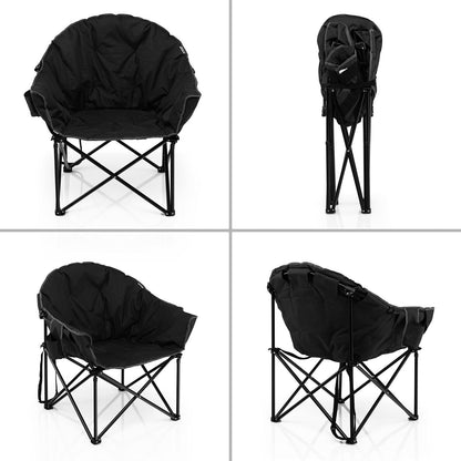 GemGear folding camping moon padded chair black with steel frame carrying bag on Tampa Home & Garden Store