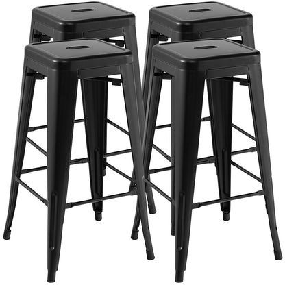 30 Inch Bar Stools set of 4 by DirectDeals, black metal with square seats and handling hole on Tampa Home & Garden Store