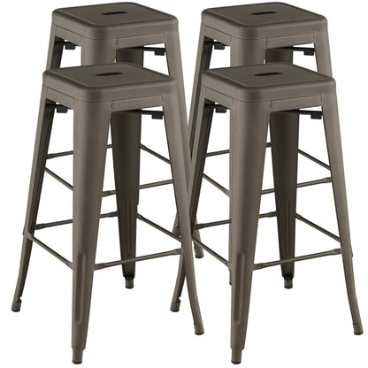 30-inch bar stools set of 4 DirectDeals with square seats and handle holes in brown metal on Tampa Home & Garden Store