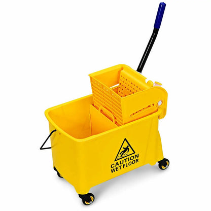 Mop Bucket with Panel Side Press Wringer on Wheels