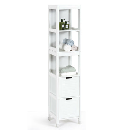 Mueble de suelo multifuncional de 5 niveles para baño con 2 cajones