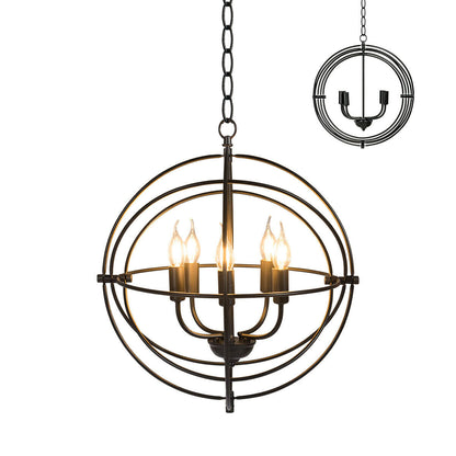 Candelabro metálico de 5 luces de 20 pulgadas con anillos entrelazados pivotantes