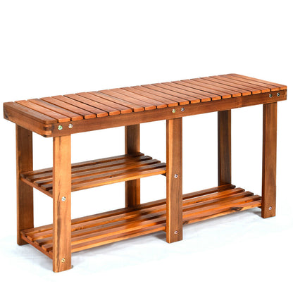Organizador de Zapatos de Madera de 3 Niveles Independiente con Asiento