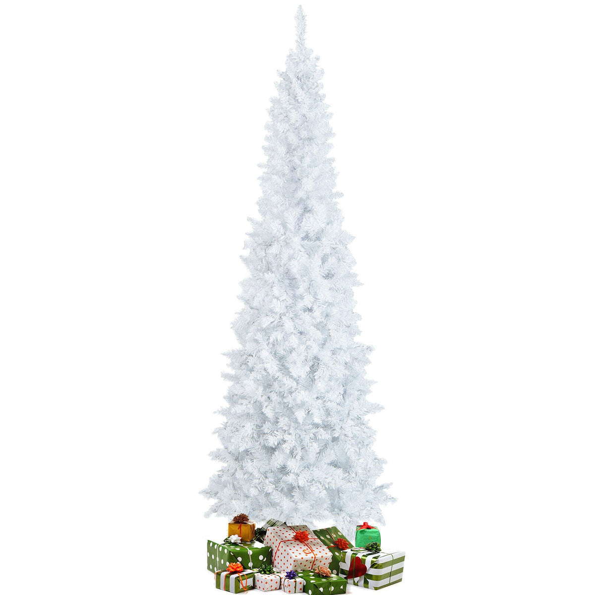 7 ft white pre-lit pencil Christmas tree with 300 LEDs and 8 flash modes DirectDeals tree on Tampa Home & Garden Store
