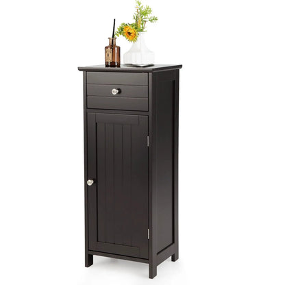 Wooden Bathroom Floor Storage Cabinet With Drawer