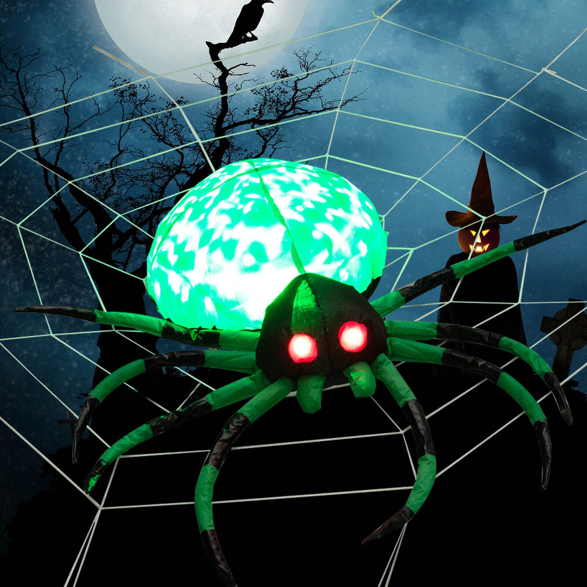 5 ft Halloween inflatable creepy spider with cobwebs and LEDs by DirectDeals on Tampa Home & Garden Store