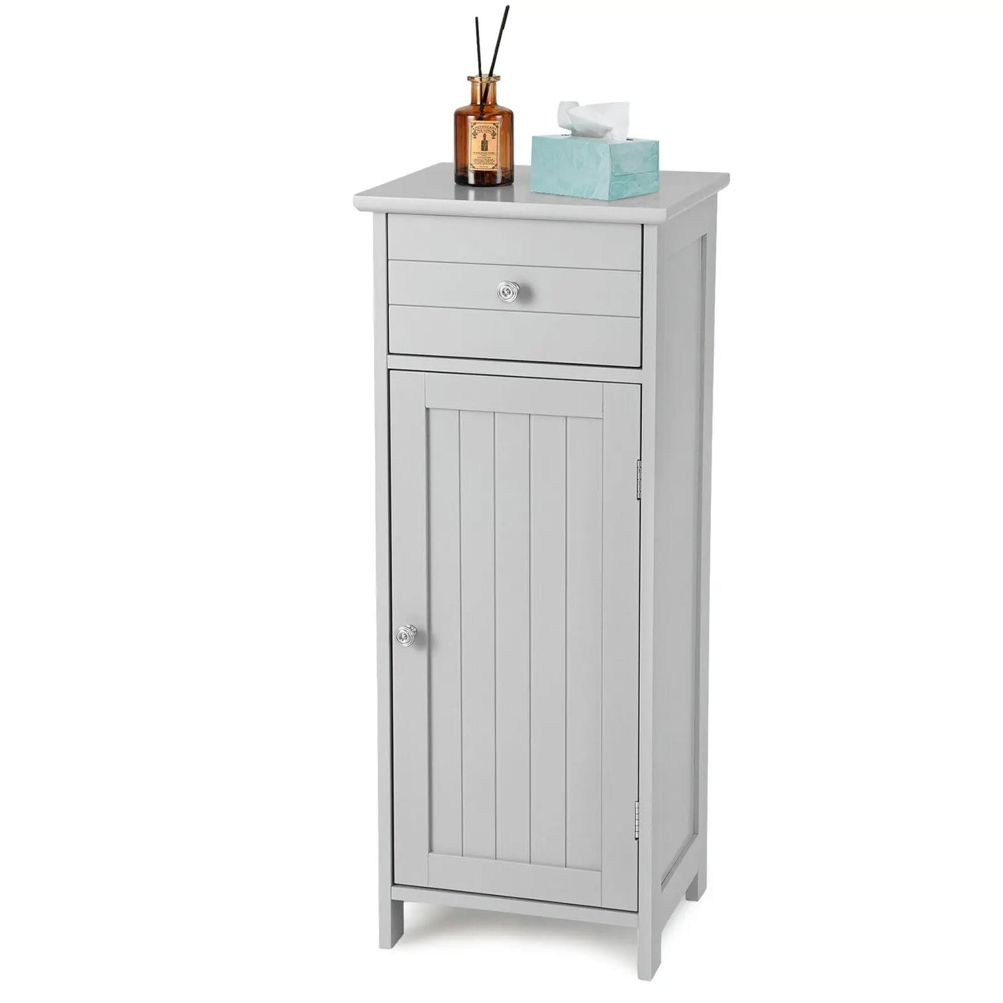 Wooden Bathroom Floor Storage Cabinet With Drawer