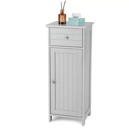 Wooden Bathroom Floor Storage Cabinet With Drawer