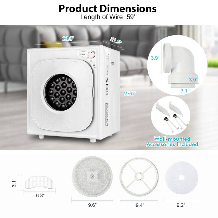 Secadora compacta de 1500 W con control táctil
