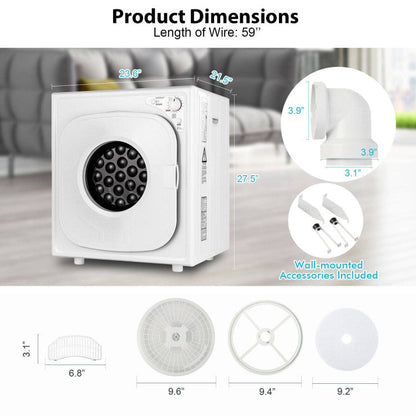 Secadora compacta de 1500 W con control táctil