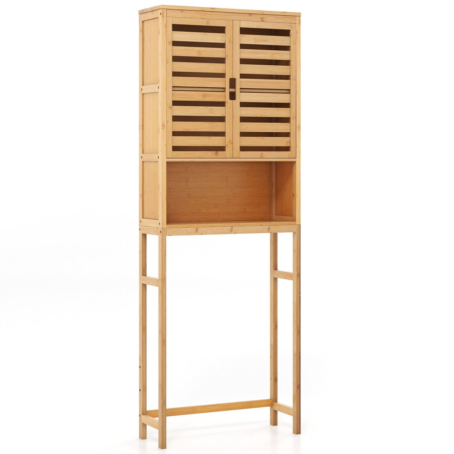 Armario de Almacenamiento de Bambú Sobre el Inodoro para Baño con Estante Ajustable - Natural