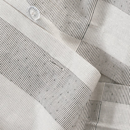 Nate Home by Nate Berkus broken dobby stripe duvet cover set in cream with black stripes on Tampa Home & Garden Store