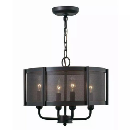 Xena 4 Light Drum Chandelier and Bronze Metal