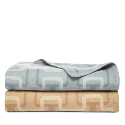 Throw Hudson Park jacquard lambswool/cashmere bluegray and tan, 2 blankets, new tags on Tampa Home & Garden Store