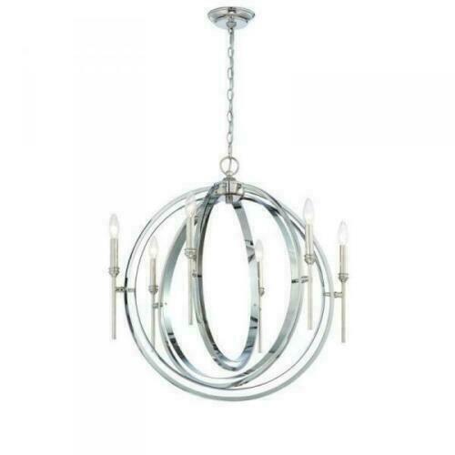 Rondure 6-Light Polished Nickel chandelier with adjustable height and six lights by Vanessa Jane on Tampa Home & Garden Store