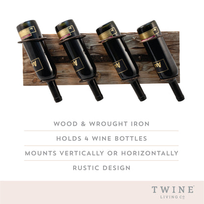 Traditional Wood and Metal Wall Wine Rack