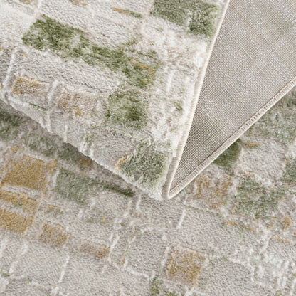 Liveri Green Mosaic Rug by Boutique Rugs with plush pile in green beige on Tampa Home & Garden Store