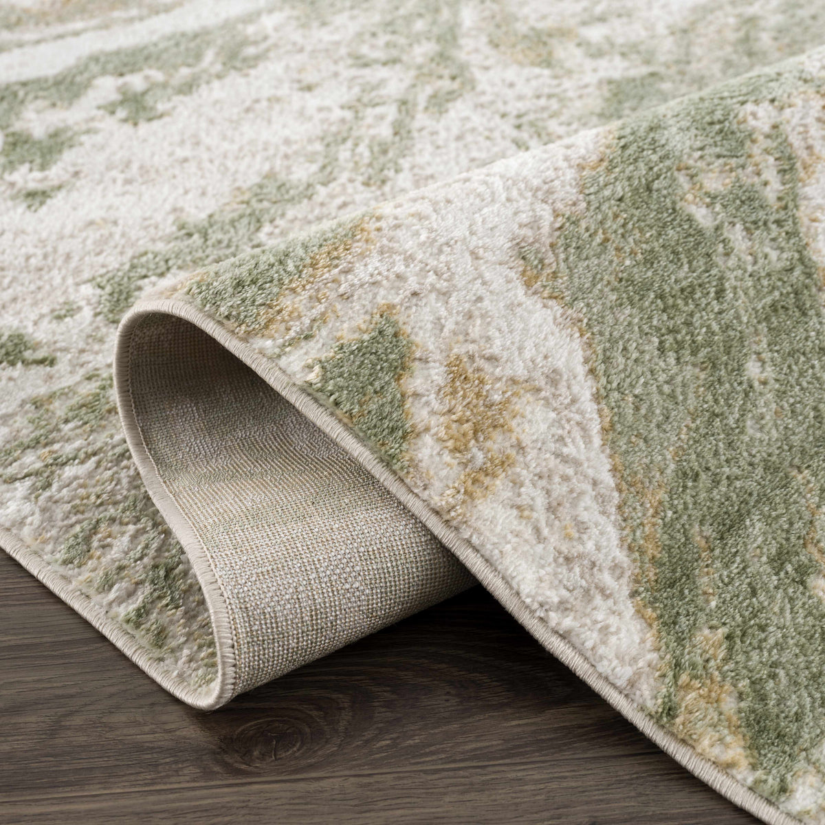 Contemporary Green and Cream Woven Area Rug