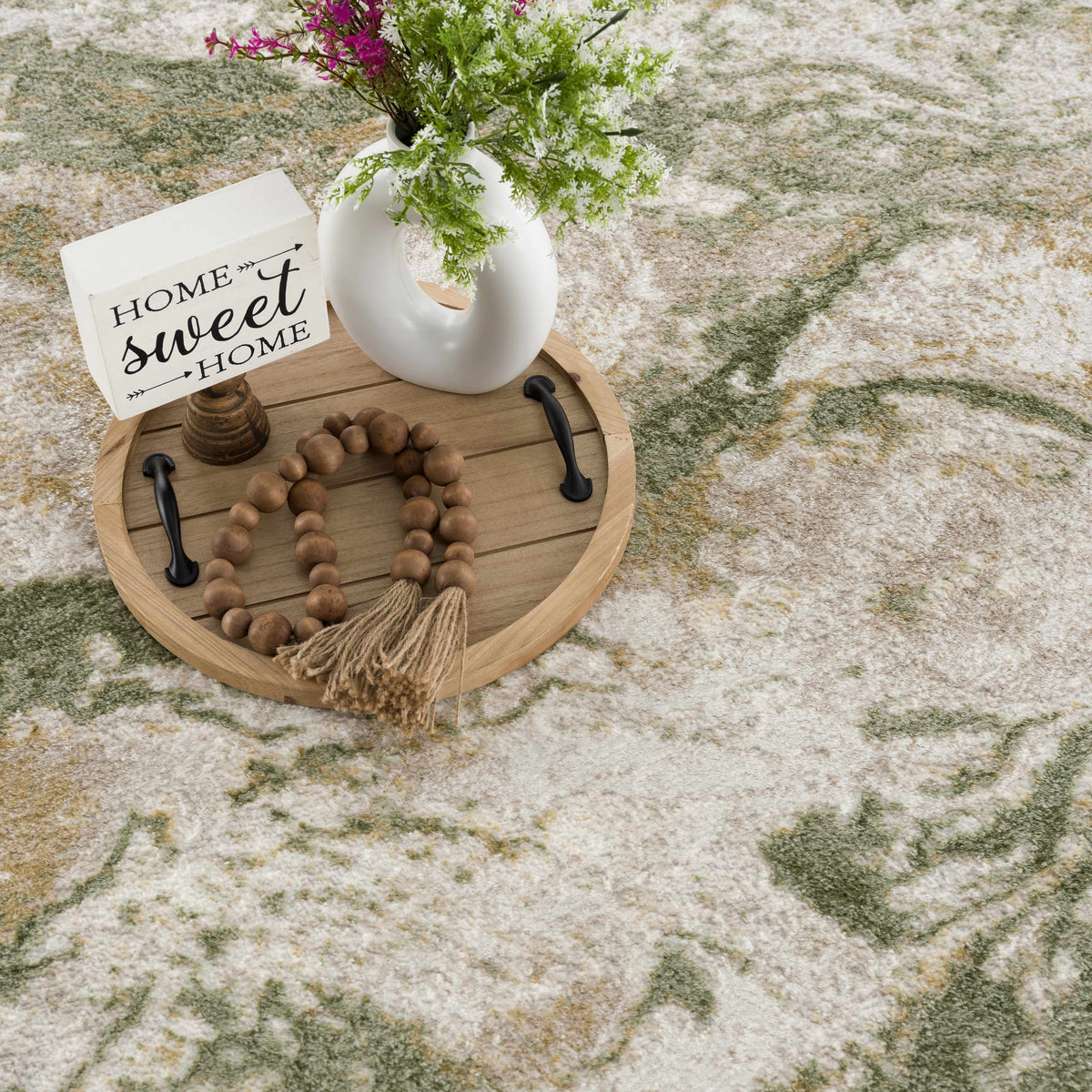 Lively Marble Green Area Rug by Boutique Rugs with a green marbled pattern on Tampa Home & Garden Store
