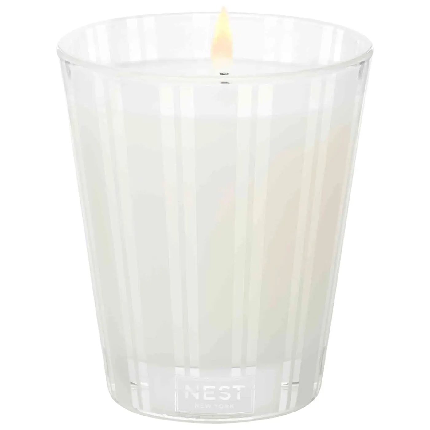 Nest New York Bamboo Candle in clear ribbed glass with white wax on Tampa Home & Garden Store