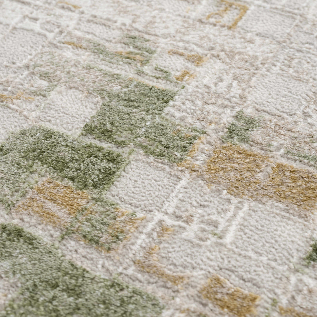 Liveri Green Mosaic Rug, Boutique Rugs, green beige abstract mosaic pattern on Tampa Home & Garden Store