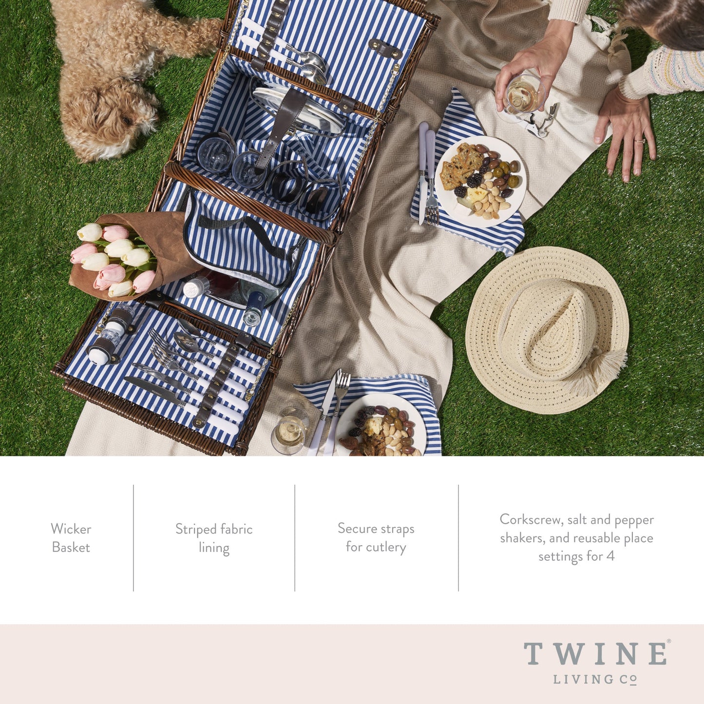 Cape Cod Wicker Picnic Basket and shakers