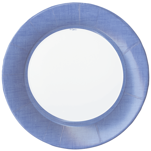 Assiettes à salade en papier à bordure lin bleue II - 8 par paquet