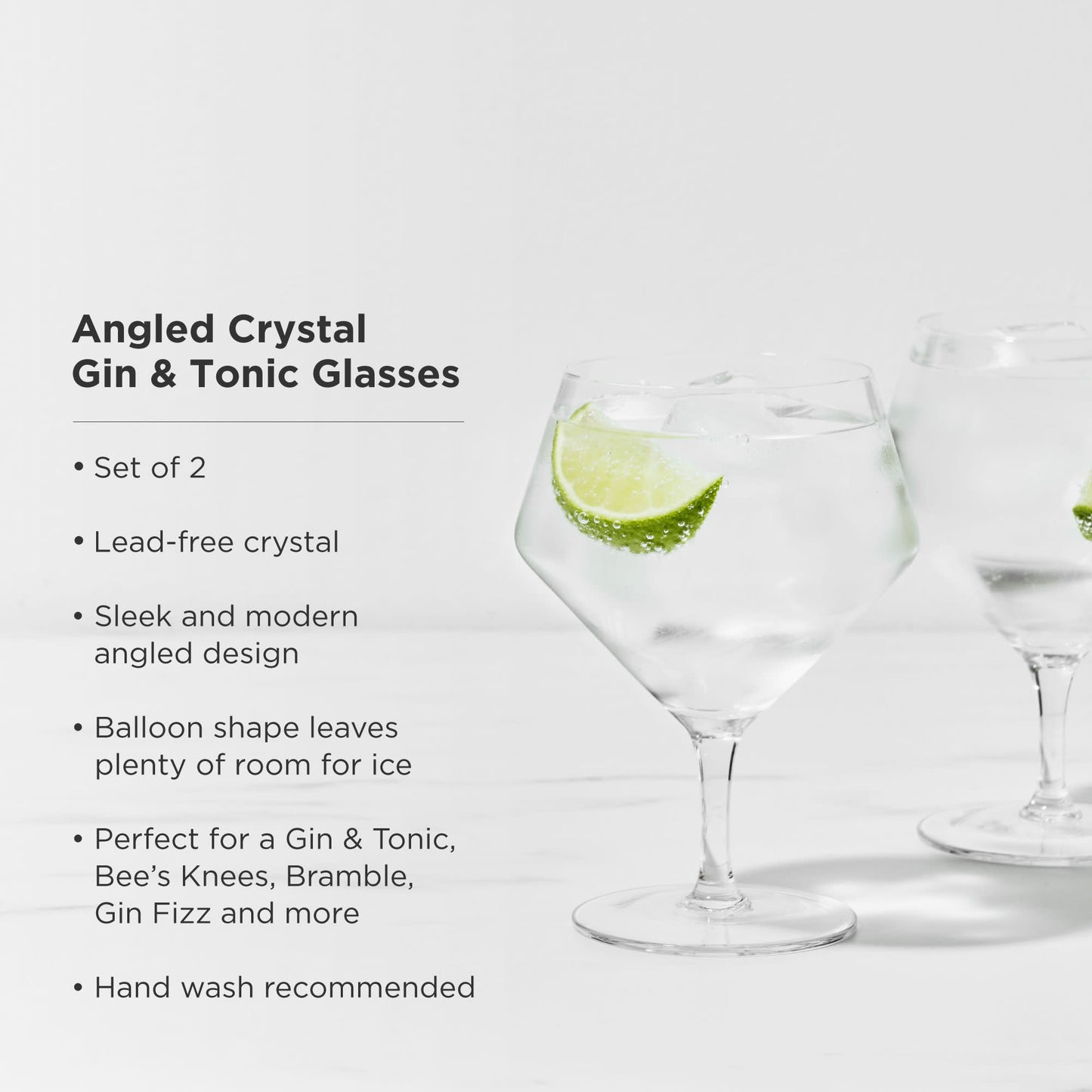 Set of Raye Angled Crystal Gin and Tonic Glasses
