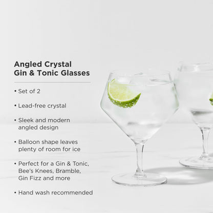 Set of Raye Angled Crystal Gin and Tonic Glasses