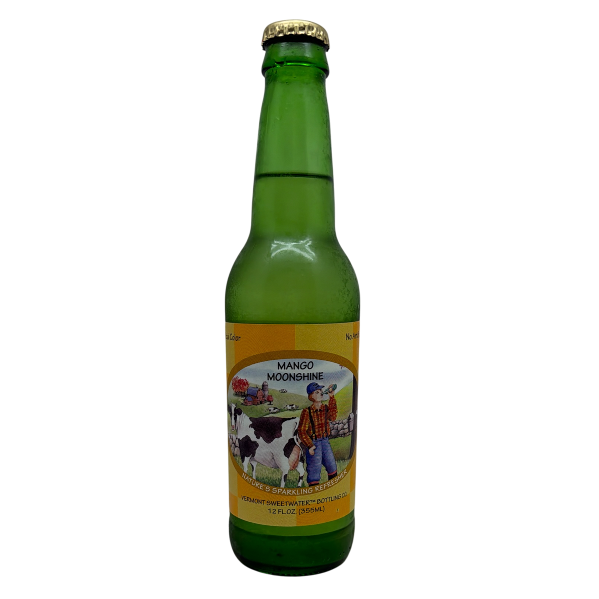 Mango Moonshine soda bottle, green glass with colorful label by The Country Christmas Loft on Tampa Home & Garden Store