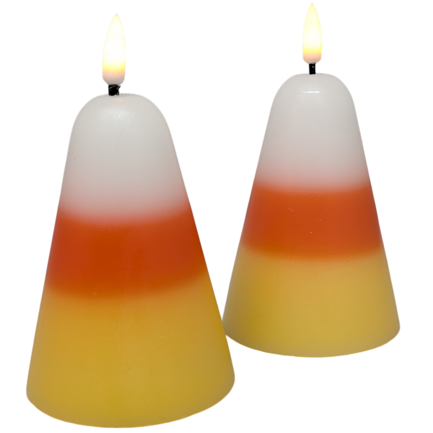 Candy corn battery-operated candles 2-pack orange yellow gradient The Country Christmas Loft on Tampa Home & Garden Store
