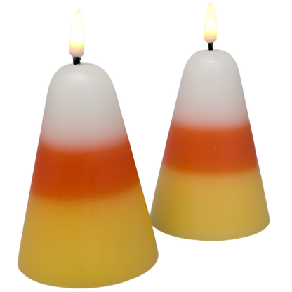 Candy corn battery-operated candles 2-pack orange yellow gradient The Country Christmas Loft on Tampa Home & Garden Store