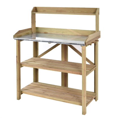 Banco de trabajo de madera para jardinería
