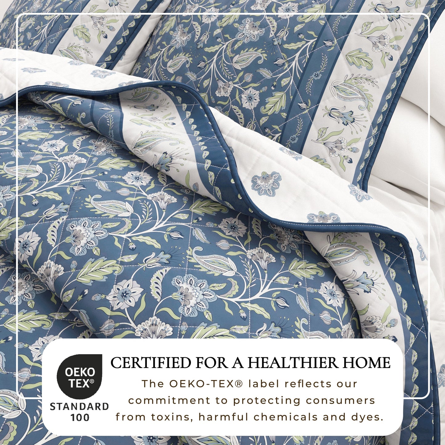 Reversible Floral Boho Cotton Quilt And Sham