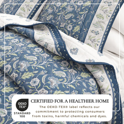Reversible Floral Boho Cotton Quilt And Sham