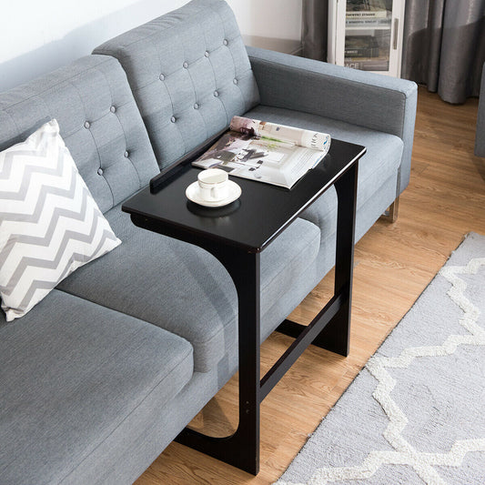 Adjustable C-Shape Couch End Table wth Tilting Top-Brown - Tampa Home & Garden Store